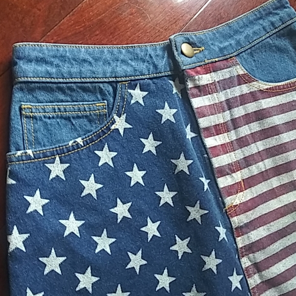 AMERICAN APPAREL STARS & STRIPES DENIM SKIRT - Picture 6 of 8